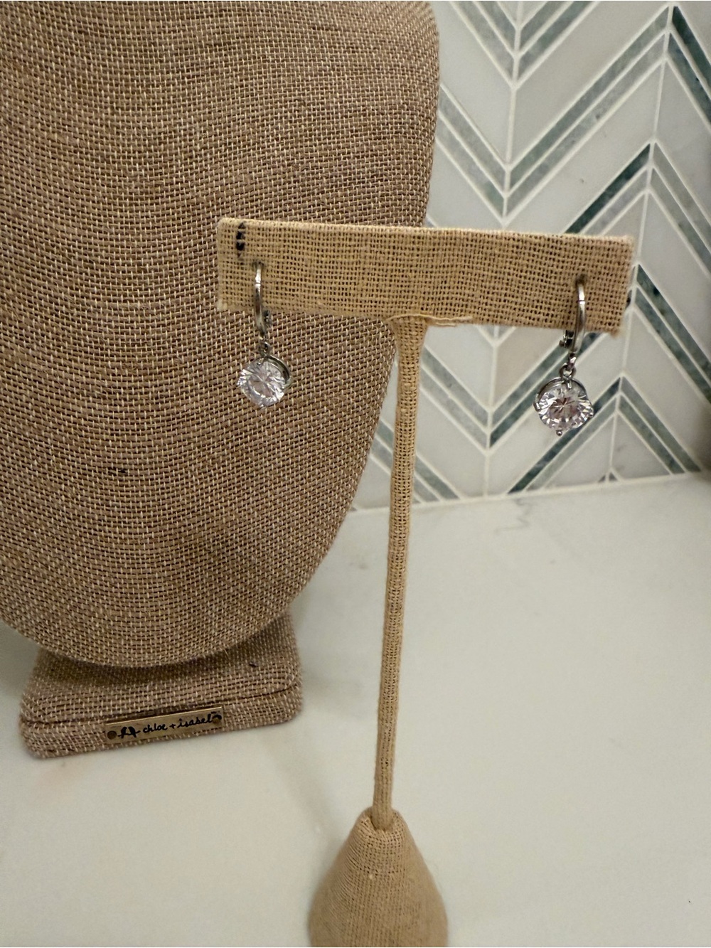 Silver Drop Crystal Dangle Earrings